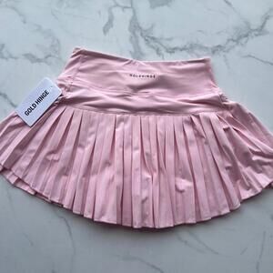 Gold Hinge Almond Blossom Pink Pleated Tennis Skirt w Shorts Skort
